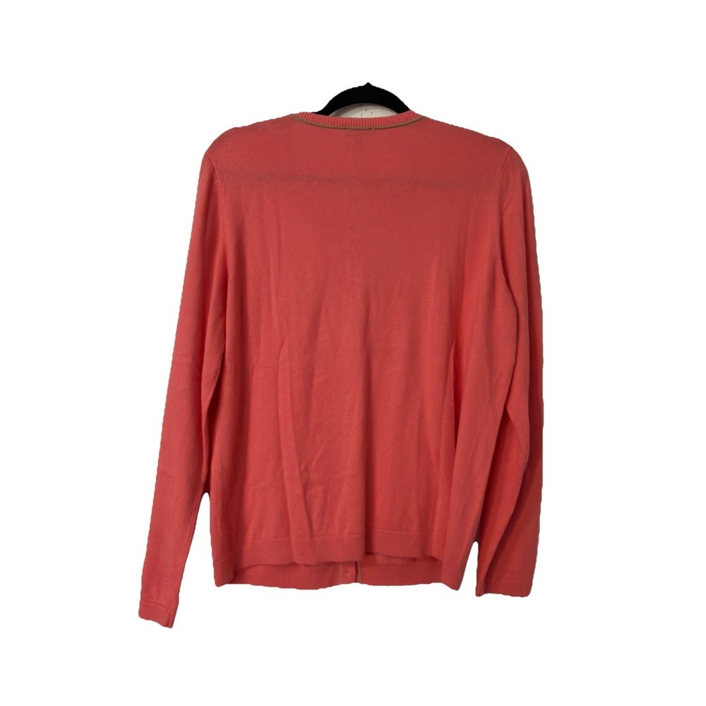 Talbots Women Cardigan Sweater Top Size L Gold Buttons Salmon Cashmere Preppy - Picture 3 of 6